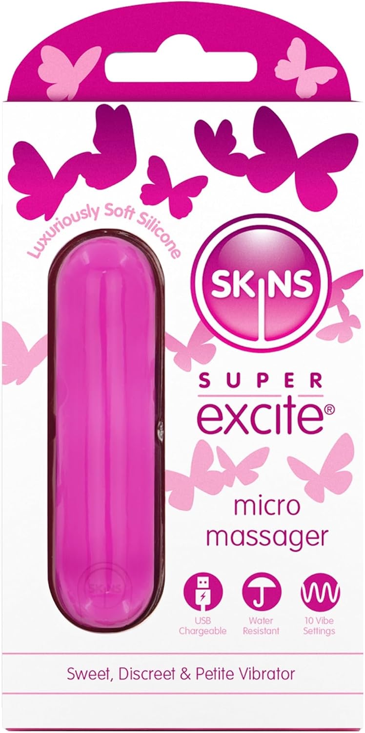 Skins Super Excite Rechargeable Bullet Vibrator Pink – Compact Wireless Personal Massager