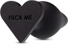 Temptasia Fuck Me Butt Plug Black – Silicone Heart Base Anal Plug