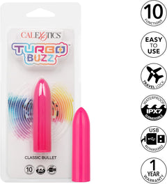 Turbo Buzz Classic Mini Bullet Pink – Rechargeable Waterproof Mini Bullet Vibrator by CalExotics
