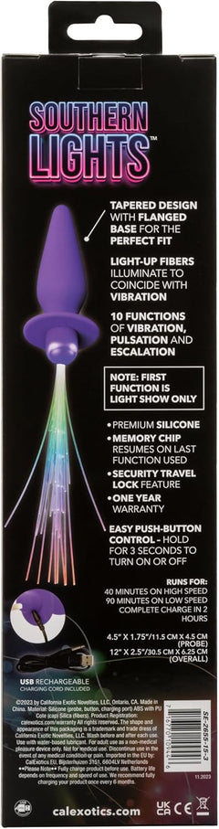 CalExotics Southern Lights Vibrating Light-Up Anal Probe Purple – Rechargeable Silicone Massager