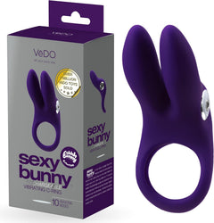 VēDO Sexy Bunny Rechargeable Ring Deep Purple – Dual Motor Silicone Couples Ring
