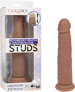 Studs Rechargeable Vibrating & Thrusting Silicone Massager Brown – USB Rechargeable