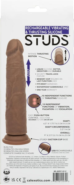Studs Rechargeable Vibrating & Thrusting Silicone Massager Brown – USB Rechargeable