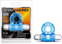 Stay Hard 10 Function Vibrating Bull Ring Blue – Rechargeable Silicone Cock Ring
