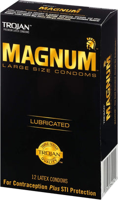 Trojan Magnum Original Large Size Lubricated Condoms – 12 Pack Premium Latex Condoms with Reservoir Tip
