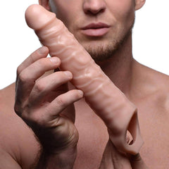 Size Matters 3 Inch Flesh Penis Extender Sleeve – TPR Penis Enhancer with Support Strap