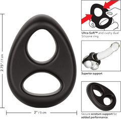 Ultra-Soft Dual Ring Silicone Cock Ring – Stretchy Dual Enhancer Ring with Scrotum Support | CalExotics