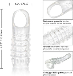 CalExotics Stimulation Enhancer Clear – Textured TPE Girth Enhancing Sleeve