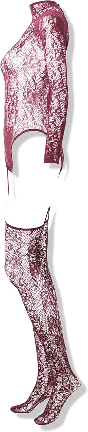 Dreamgirl Teddy Bodystocking Cherry Lacquer – Seamless Stretch Lace Lingerie