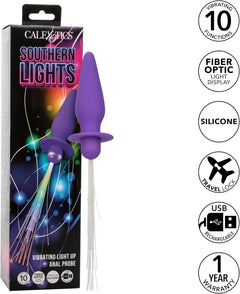CalExotics Southern Lights Vibrating Light-Up Anal Probe Purple – Rechargeable Silicone Massager