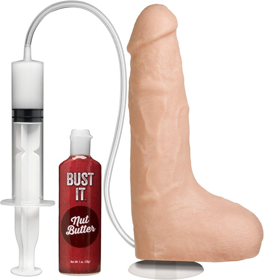 Doc Johnson Squirting Realistic Cock – Flesh 8.5-Inch Suction Cup Dildo