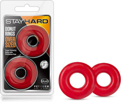 Stay Hard Donut Rings Oversized Red 2-Pack – Stretchy TPE Cock Rings