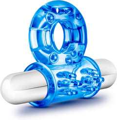 Stay Hard 10 Function Vibrating Bull Ring Blue – Rechargeable Silicone Cock Ring