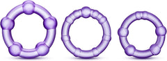 Stay Hard Beaded Cock Rings Purple 3-Pack – Stretch TPE Graduated Ring Set