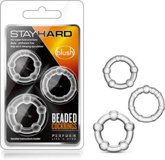 Stay Hard Beaded Cock Rings 3-Pack Clear – Stretch TPE Graduated Ring Set