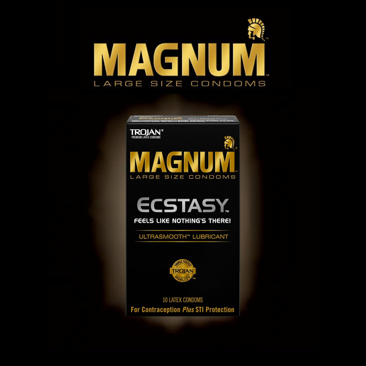 Trojan Magnum Ecstasy UltraSmooth Lubricated Condoms – Large Size Textured Latex Condoms 10 Pack