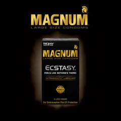 Trojan Magnum Ecstasy UltraSmooth Lubricated Condoms – Large Size Textured Latex Condoms 10 Pack