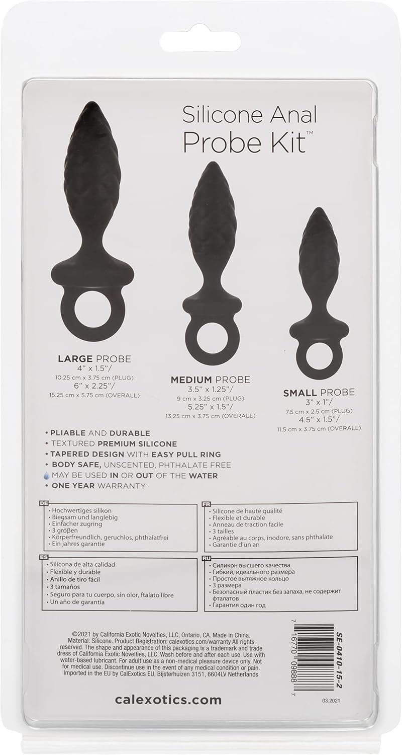 CalExotics Silicone Anal Probe Kit – 3-Piece Graduated Quilted Butt Plug Set