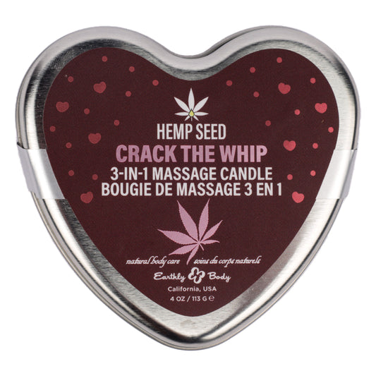 HEMP SEED 3 N 1 VALENTINE'S 2025 MASSAGE CANDLE CRACK THE WHIP 4.7 OZ
