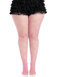Plus Bow Net Tights - 1x 2x - Pink