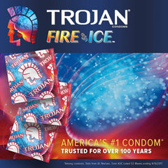 Trojan Pleasures Fire & Ice Lubricated Condoms – 3 Pack Dual Action Warming & Tingling Latex Condoms