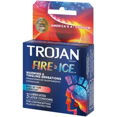 Trojan Pleasures Fire & Ice Lubricated Condoms – 3 Pack Dual Action Warming & Tingling Latex Condoms