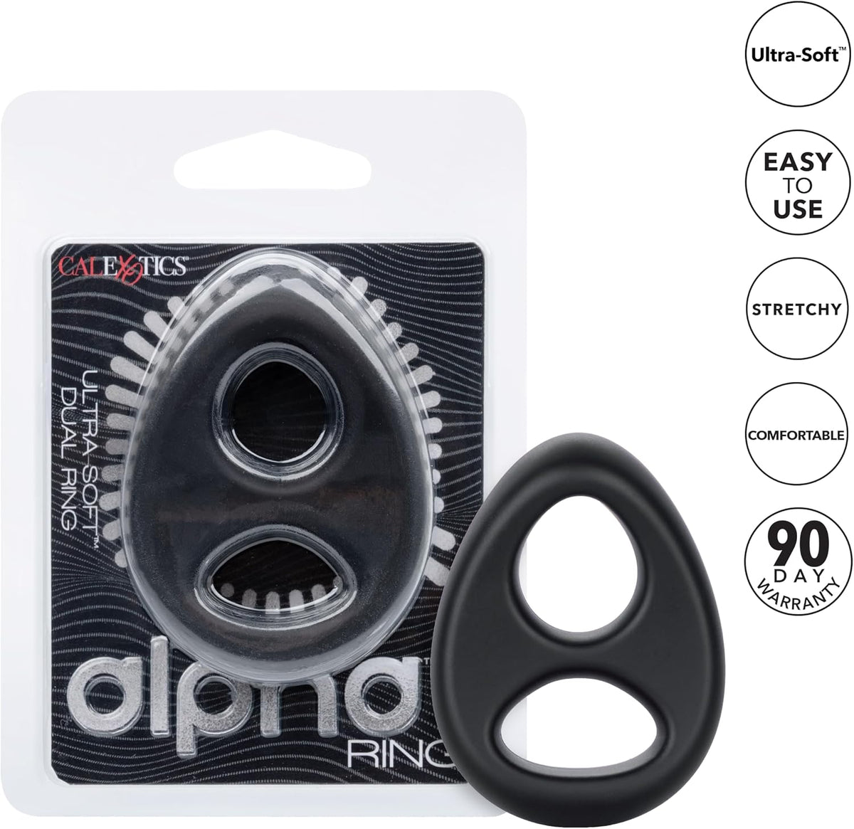 Ultra-Soft Dual Ring Silicone Cock Ring – Stretchy Dual Enhancer Ring with Scrotum Support | CalExotics