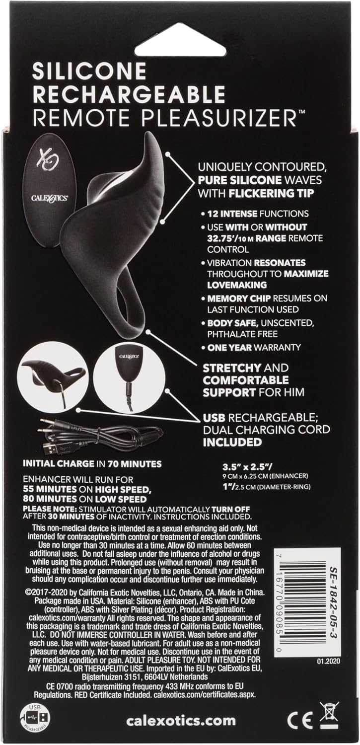 Silicone Rechargeable Remote Pleasurizer Cock Ring – Wireless Remote Vibrating Ring