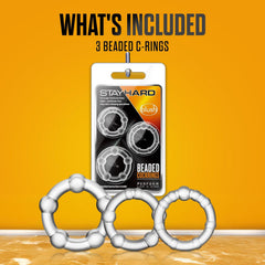 Stay Hard Beaded Cock Rings 3-Pack Clear – Stretch TPE Graduated Ring Set