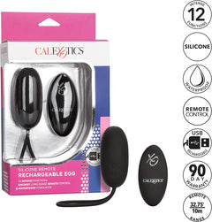 Silicone Remote Rechargeable Egg Vibrator Black – Wireless Remote-Controlled