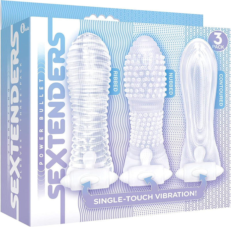 The 9's Vibrating Sextenders Contoured Sleeve – Clear TPR Penis Extender with Vibration