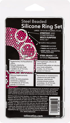 CalExotics Steel Beaded Silicone Ring Set – Stretch Silicone Cock Ring 2-Pack