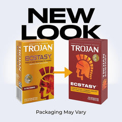 Trojan Ultra Ribbed Ecstasy Lubricated Condoms – 10 Pack Premium Ribbed Latex Condoms with UltraSmooth Lubricant