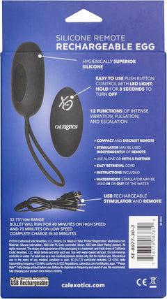 Silicone Remote Rechargeable Egg Vibrator Black – Wireless Remote-Controlled