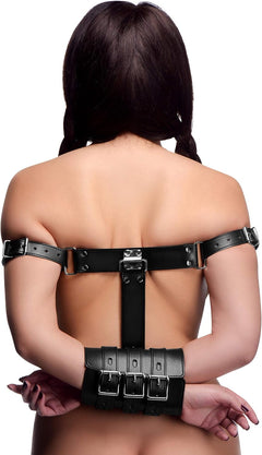 Strict Arm Binder Black – Adjustable PU Leather Bondage Restraint