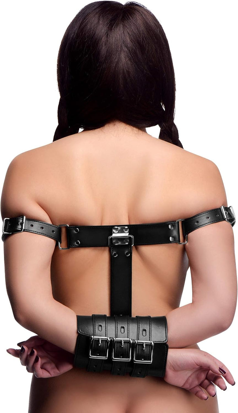 Strict Arm Binder Black – Adjustable PU Leather Bondage Restraint
