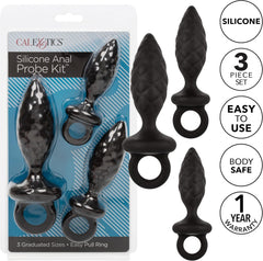 CalExotics Silicone Anal Probe Kit – 3-Piece Graduated Quilted Butt Plug Set