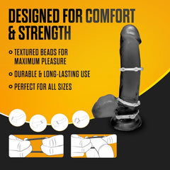 Stay Hard Beaded Cock Rings 3-Pack Clear – Stretch TPE Graduated Ring Set