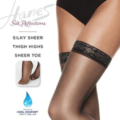 Silky Sheer Thigh Highs Black Q/S – Sheer Lace Top Thigh High Stockings