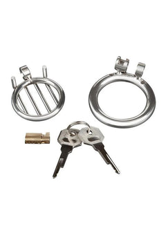 Blue Line Stainless Steel Inverted Micro Jail Time Chastity Cage – Secure Metal Chastity Device