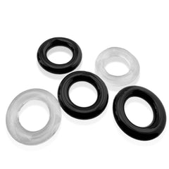 Jacker 5-Stack Five-Pack Tube Super-Strong Cockrings Clear Black