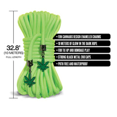 Stoner Vibes Chronic Collection Glow in the Dark Rope 32FT – Green Polypropylene Bondage Rope