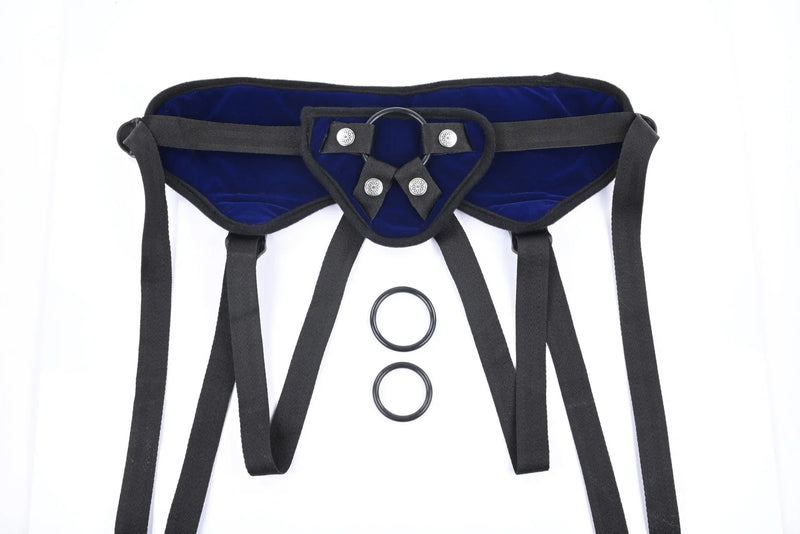 Sportsheets Lush Cobalt Strap-On Harness – Adjustable Velvet Dildo Harness