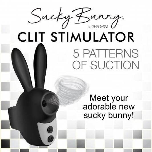 Sucky Bunny Clit Stimulator Black – Rechargeable Silicone Suction Stimulator