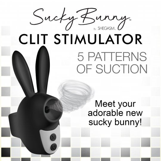 Sucky Bunny Clit Stimulator Black – Rechargeable Silicone Suction Stimulator