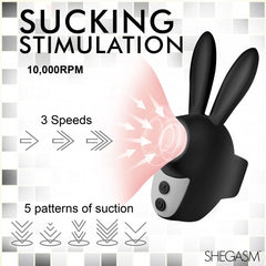 Sucky Bunny Clit Stimulator Black – Rechargeable Silicone Suction Stimulator