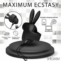 Sucky Bunny Clit Stimulator Black – Rechargeable Silicone Suction Stimulator