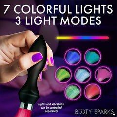 Vibrating Silicone Fiber Optical Butt Plug – Rechargeable Remote Control LED Light-Up Plug | XR Brands