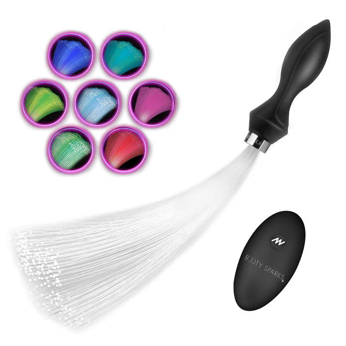 Vibrating Silicone Fiber Optical Butt Plug – Rechargeable Remote Control LED Light-Up Plug | XR Brands
