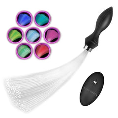 Vibrating Silicone Fiber Optical Butt Plug – Rechargeable Remote Control LED Light-Up Plug | XR Brands